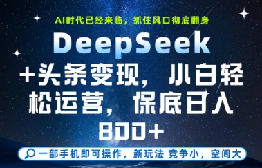 DeepSeek+头条变现，保姆级教学，小白轻松上手，日入8张+【揭秘】-董叔项目网