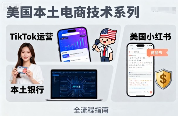 美国本土电商技术,Tiktok 运营篇+美国小红书篇+本土银行篇-董叔项目网