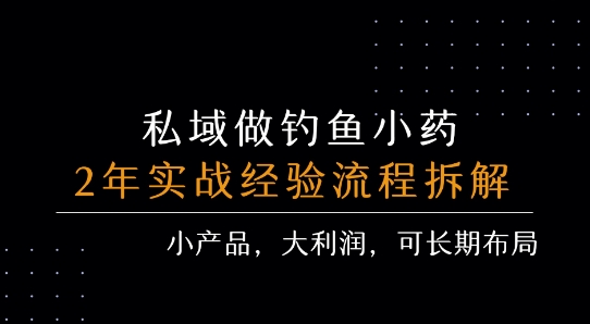私域做钓鱼小药 每单利润3张+ 详细流程拆解-董叔项目网