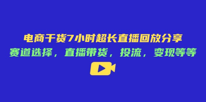 电商干货7小时超长直播回放分享：赛道选择，直播带货，投流，变现等等-董叔项目网