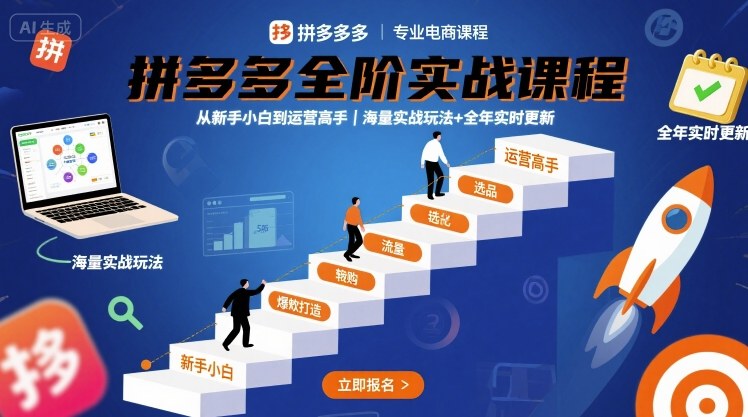 拼多多全阶实战课程,从新手小白到运营高手,海量实战玩法+全年实时更新【2025年10月更新】-董叔项目网