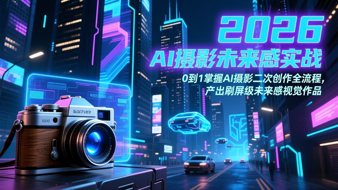 2026 AI摄影未来感实战：0到1掌握AI摄影二次创作全流程，产出刷屏级未来感视觉作品-董叔项目网