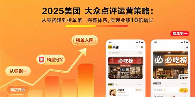 2025美团 大众点评运营策略:从零搭建到榜单第一完整体系,实现业绩10倍增长-董叔项目网