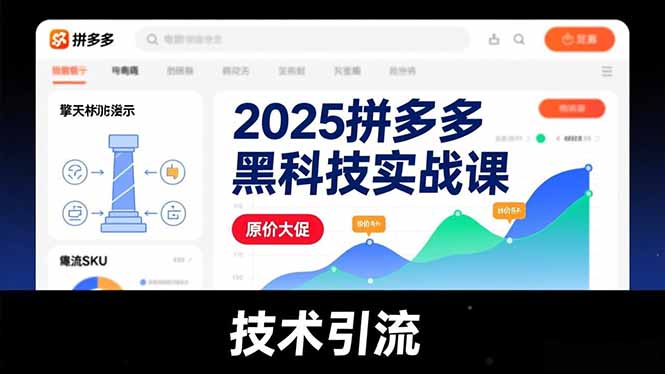 2025拼多多黑科技实战课，擎天柱玩法、爆流SKU、原价大促，技术引流，单店日销轻松破千单-董叔项目网