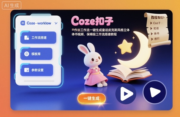 Coze扣子工作流一键生成童话皮克斯风格立体书视频,保姆级工作流搭建教程-董叔项目网