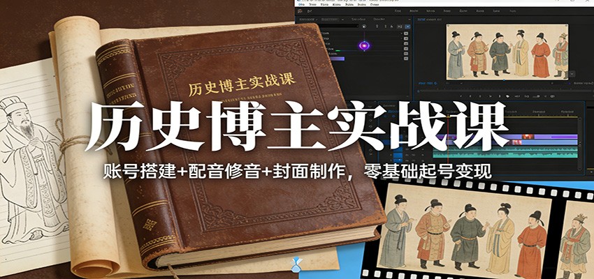 历史博主实战课:账号搭建+配音修音+封面制作,零基础起号变现-董叔项目网