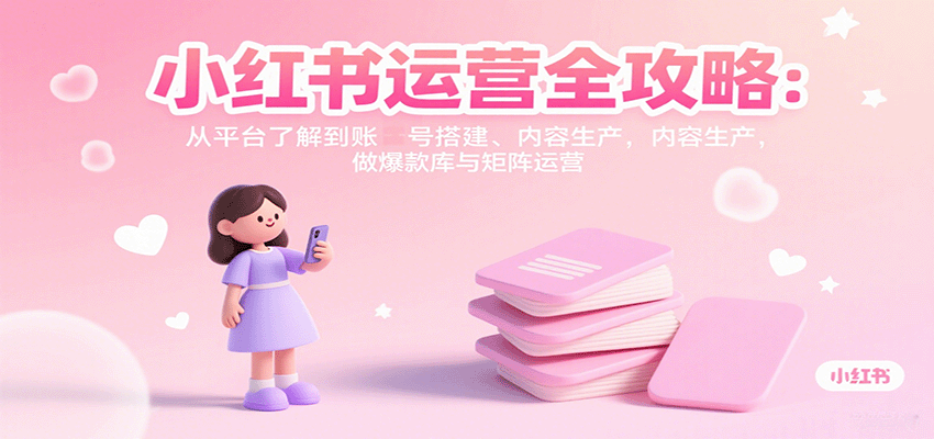 小红书运营全攻略：从平台了解到账号搭建、内容生产，做爆款库与矩阵运营-董叔项目网