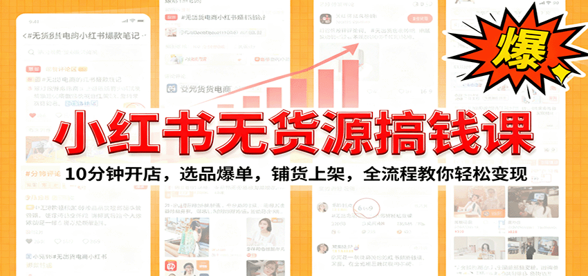 小红书无货源爆单课：10分钟开店，选品爆单，铺货上架，全流程教你轻松变现-董叔项目网