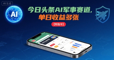 今日头条AI军事赛道,单日收益多张 ,手机可做【附指令】-董叔项目网