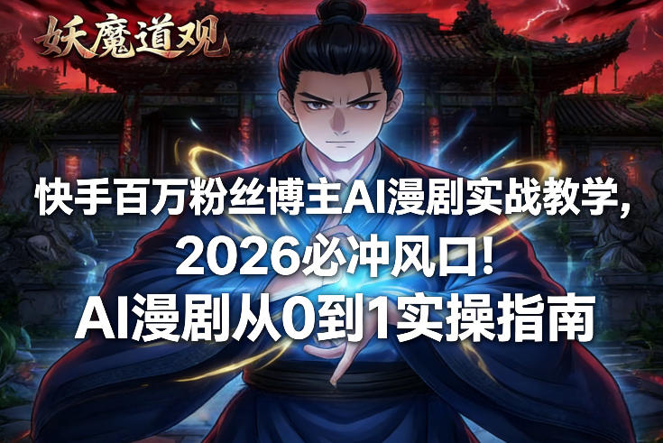 快手百万粉丝博主AI漫剧实战教学，2026必冲风口！AI漫剧从0到1实操指南-董叔项目网