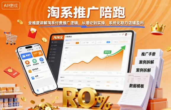 淘系推广陪跑，全维度讲解淘系付费推广逻辑，从理论到实操，系统化助力店铺盈利-董叔项目网
