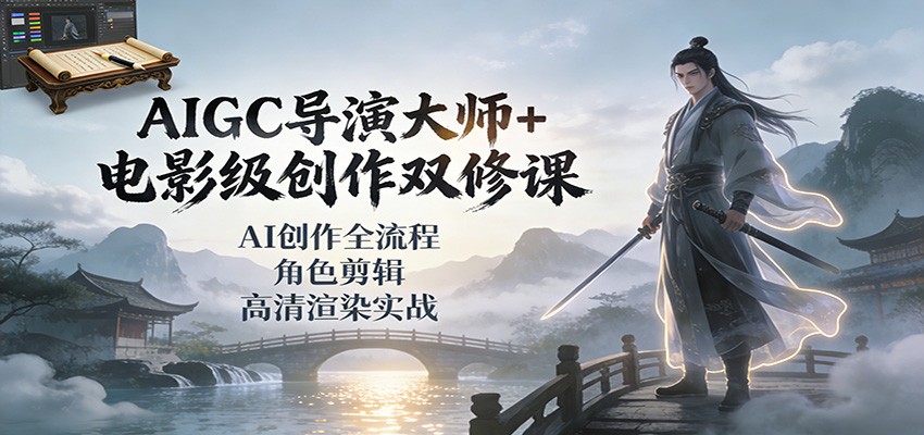 AIGC导演大师+电影级创作双修课：AI创作全流程、角色剪辑、高清渲染实战-董叔项目网