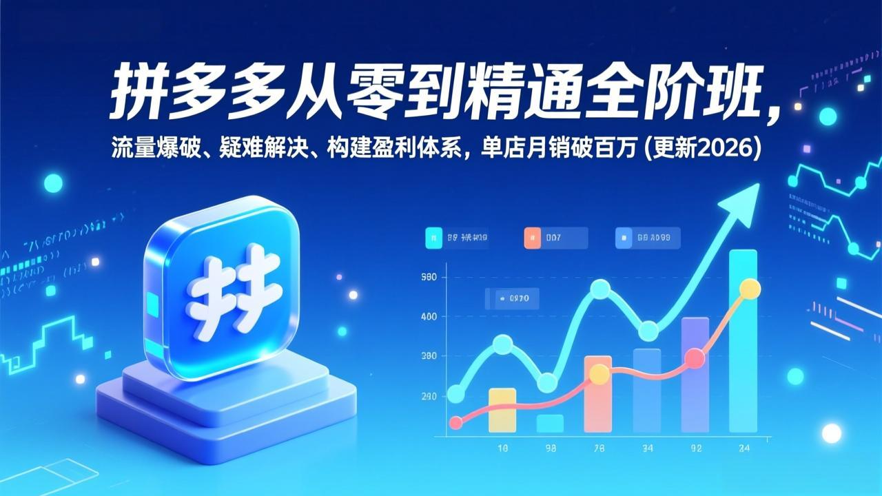 拼多多从零到精通全阶班，流量爆破、疑难解决，构建盈利体系，单店月销破百万(更新2026-董叔项目网