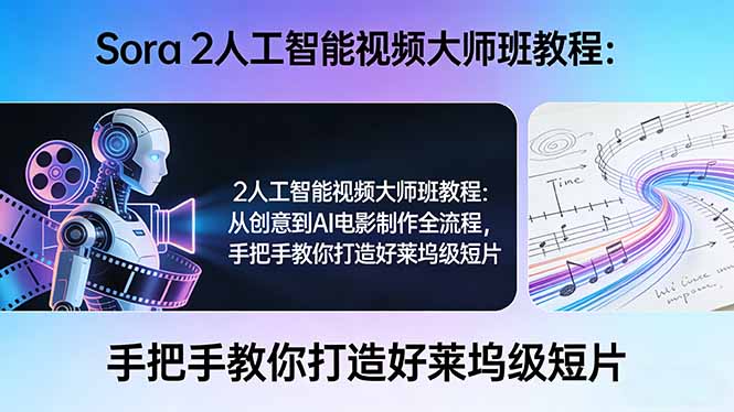 Sora 2人工智能视频大师班教程：从创意到AI电影制作全流程，手把手教你打造好莱坞级短片-董叔项目网