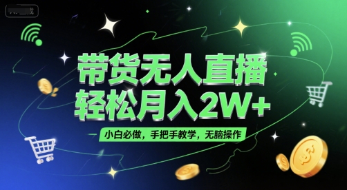 带货无人直播，轻松月入2W+，小白必做，手把手教学，无脑操作(附学习资料)-董叔项目网