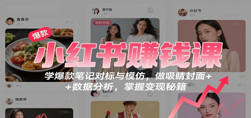 小红书赚钱课：学爆款笔记对标与模仿，做吸睛封面 + 数据分析，掌握变现秘籍-董叔项目网