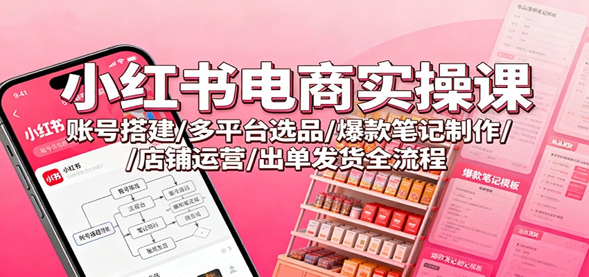 小红书电商实操课：账号搭建/多平台选品/爆款笔记制作/店铺运营/出单发货全流程-董叔项目网