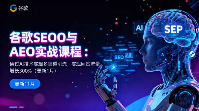 谷歌SEO与AEO实战课程：通过AI技术实现多渠道引流，实现网站流量增长300%-董叔项目网