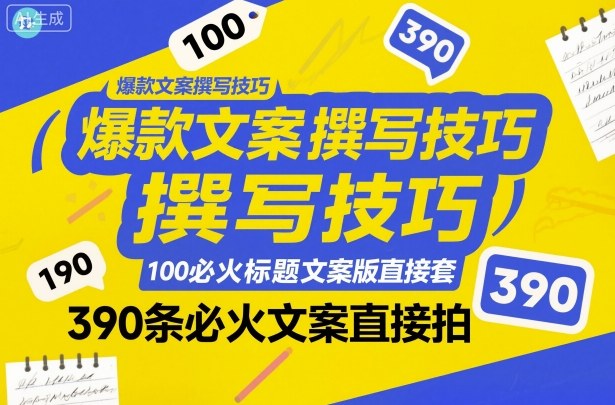 爆款文案撰写技巧，100个必火标题文案模版直接套，390条必火文案直接拍-董叔项目网