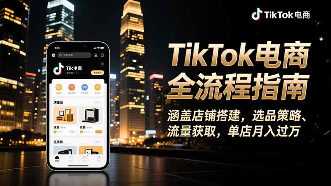 TikTok电商全流程指南，涵盖店铺搭建、选品策略、流量获取，单店月入过万-董叔项目网