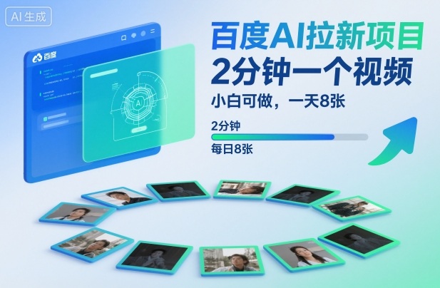 百度AI拉新项目，2分钟一个视频，小白可做，一天8张【附案例+保姆级教程】-董叔项目网