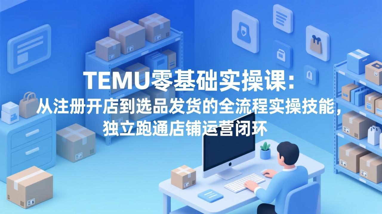 TEMU零基础实操课：从注册开店到选品发货的全流程实操技能，独立跑通店铺运营闭环-董叔项目网