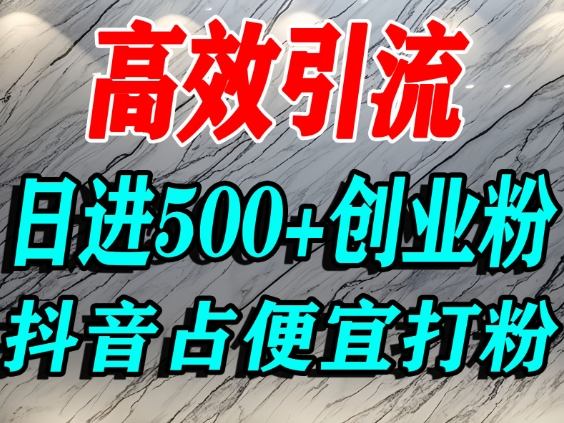 怎么打创业粉？抖音利用占便宜心理引流创业粉，单人日引500+精准流量-董叔项目网