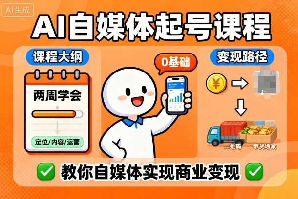 AI自媒体起号课程，0基础小白两周学会，教你自媒体实现商业变现-董叔项目网