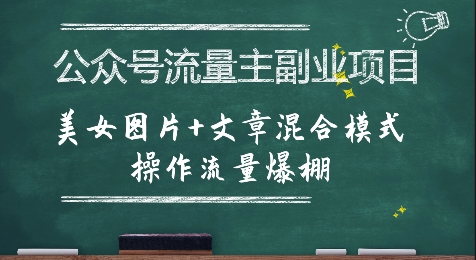 公众号流量主副业项目，美女图片+文章混合模式操作流量爆棚-董叔项目网