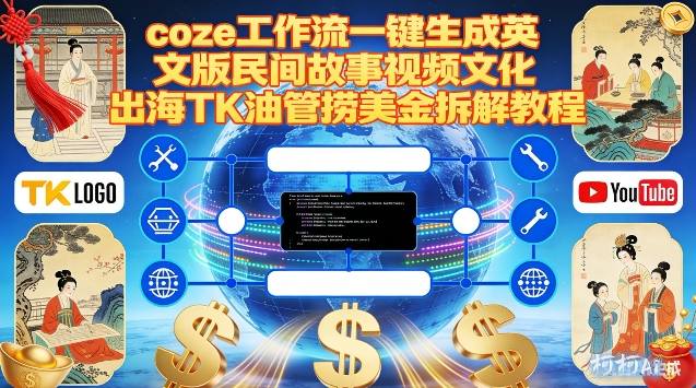 Coze扣子工作流一键生成英文版民间故事视频,文化出海TK油管捞美金拆解教程-董叔项目网