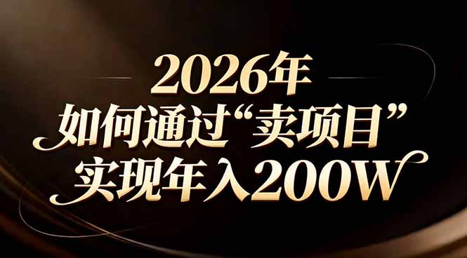 站在2026年的十字路口：一个普通人如何通过卖项目实现年入200万-董叔项目网
