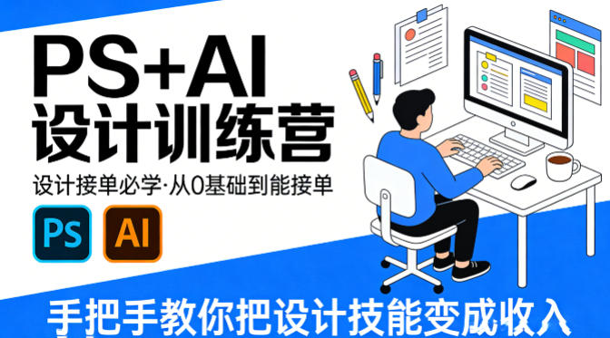 设计接单必学，PS+AI设计训练营，从0基础到能接单，手把手教你把设计技能变成收入-董叔项目网