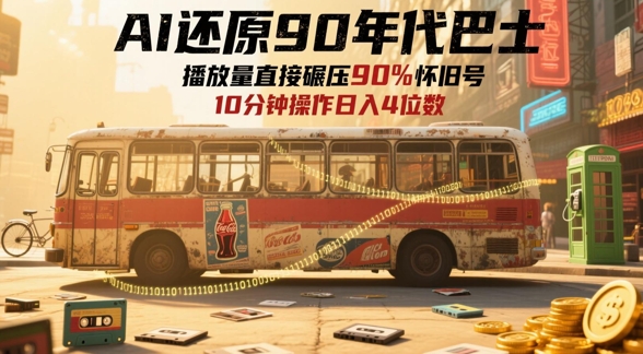 AI还原90年代巴士，一帧就让70后泪崩，播放量直接碾压90%怀旧号，每天操作十分钟，日入四位数-董叔项目网