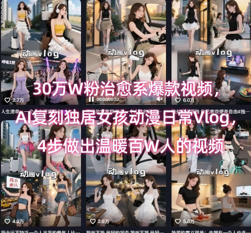 30万W粉治愈系爆款视频，AI复刻独居女孩动漫日常Vlog，4步做出温暖百W人的视频-董叔项目网