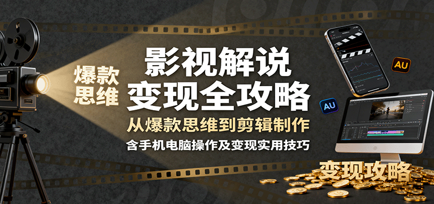 影视解说变现全攻略:从爆款思维到剪辑制作,含手机电脑操作及变现实用技巧-董叔项目网