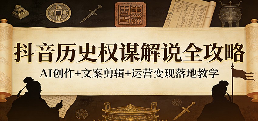 抖音历史权谋解说全攻略:AI创作+文案剪辑+运营变现落地教学-董叔项目网