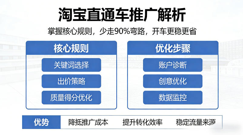 淘宝直通车推广解析，掌握核心规则，少走90%弯路，开车更稳更省-董叔项目网
