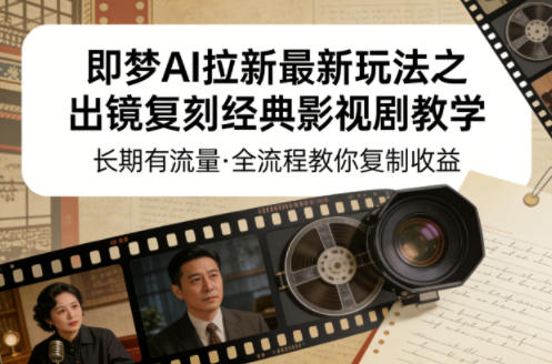 即梦AI拉新最新玩法之出镜复刻经典影视剧教学,长期有流量,全流程教你复制收益-董叔项目网