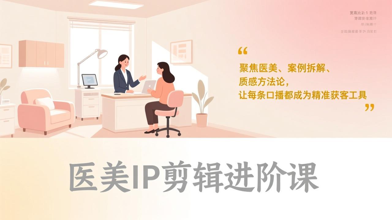 医美IP剪辑进阶课,聚焦医美、案例拆解、质感方法论,让每条口播都成为精准获客工具-董叔项目网