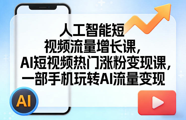 人工智能短视频流量增长课，AI短视频热门涨粉变现课，一部手机玩转AI流量变现-董叔项目网