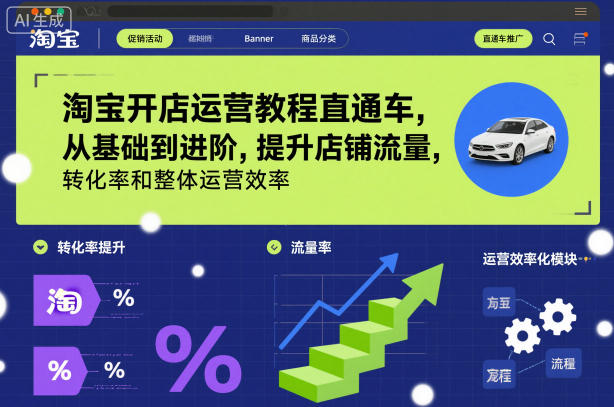 淘宝开店运营教程直通车，从基础到进阶，提升店铺流量，转化率和整体运营效率(更新26年3月)-董叔项目网