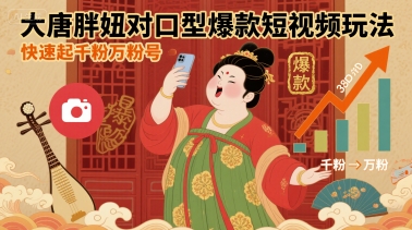 大唐胖妞对口型爆款短视频玩法，快速起千粉万粉号-董叔项目网