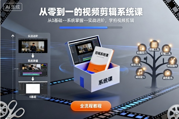 从零到一的视频剪辑系统课,从0基础--系统掌握--实战进阶,学拍视频剪辑-董叔项目网