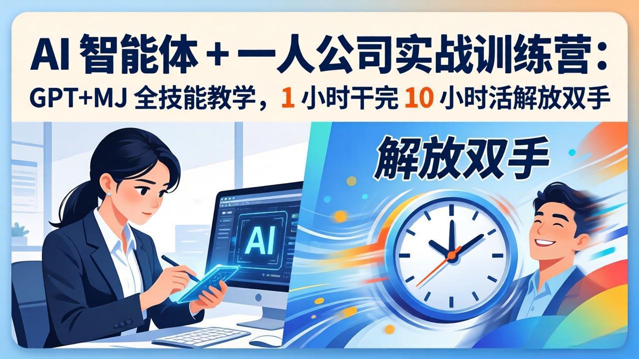 AI 智能体 + 一人公司实战训练营：GPT+MJ 全技能教学，1 小时干完 10 小时活解放双手-董叔项目网