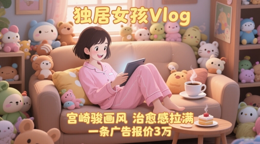 单个账号涨粉71W！用AI制作独居女孩Vlog，宫崎骏画风，治愈感拉满，一条广告报价3W-董叔项目网