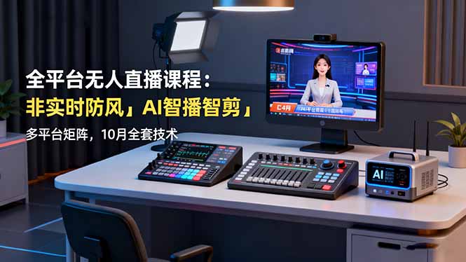 全平台无人直播课程：非实时防风＋AI智播智剪＋多平台矩阵，10月全套技术-董叔项目网