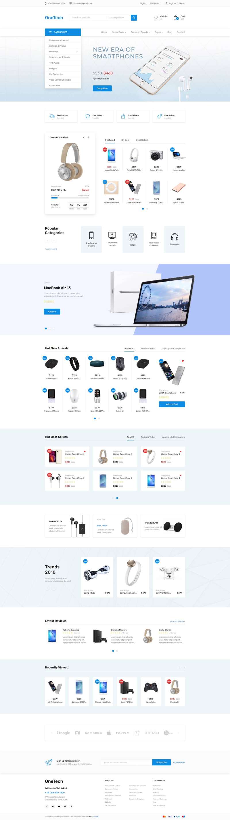 浅蓝色干净简洁的响应式数码商城模板-董叔项目网