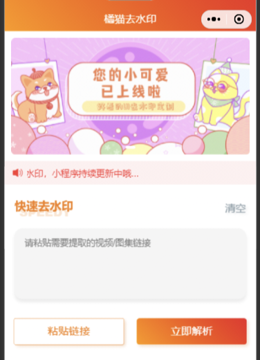 橘猫去水印小程序源码免费分享-董叔项目网